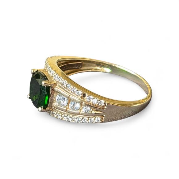 10k Yellow Gold Ring 1.42ct Square Cushion Chrome Diopside W/.57 Zircon Size 8 - Picture 11 of 12